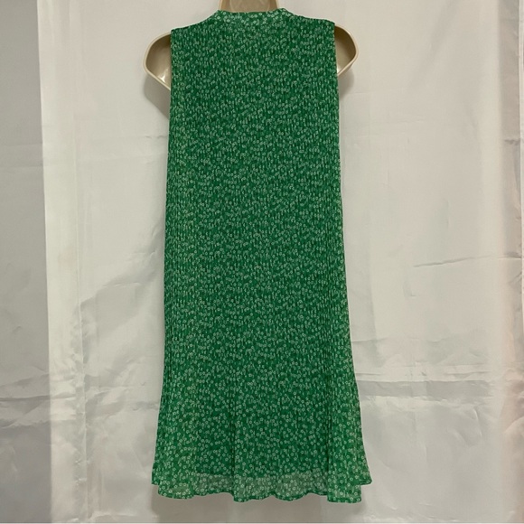 Mango Pleated Green Tiny Floral Dress - Picture 3 of 10